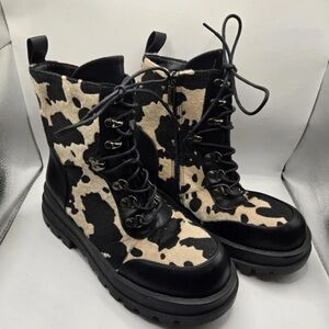 Stylish Black and Cream Combat Boots